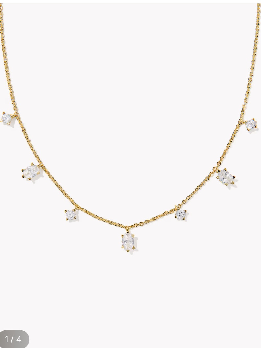 Kendra Scott | 7-Stone Caitlin Gold Plated Necklace | Clear Stone Charms - Picture 2 of 4